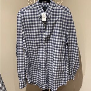 J. Crew Men’s Blue and White Checkered Button Down Shirt
